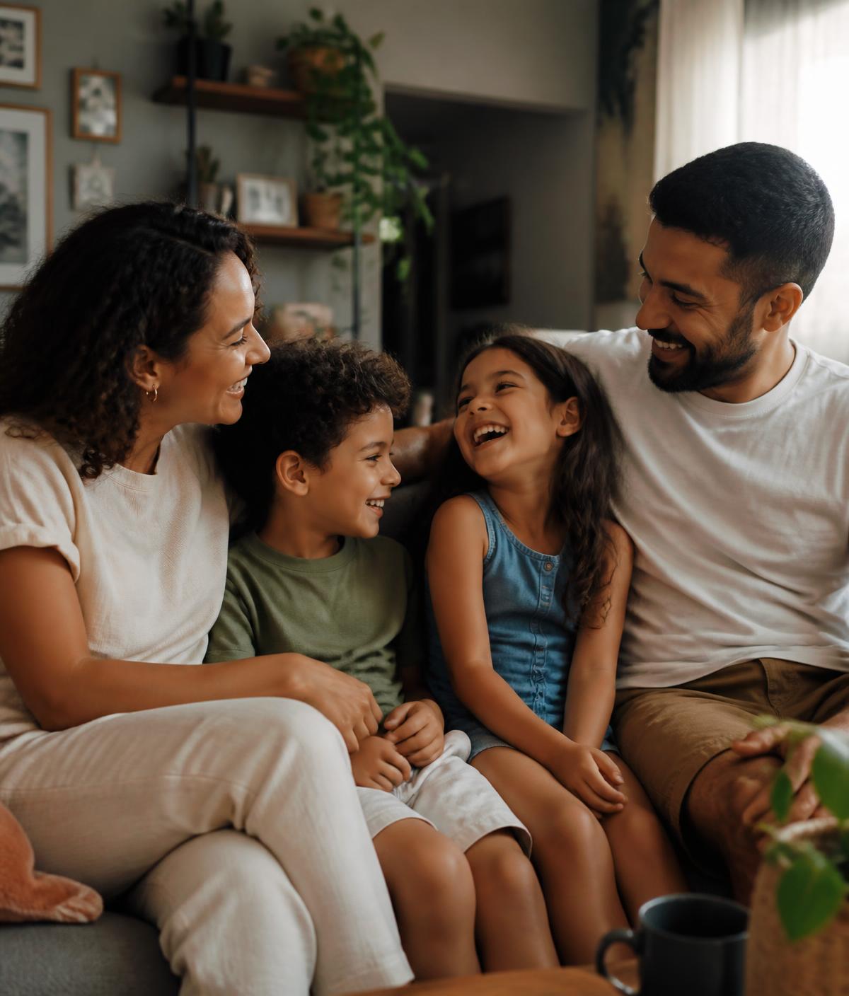 Família brasileira reunida em casa